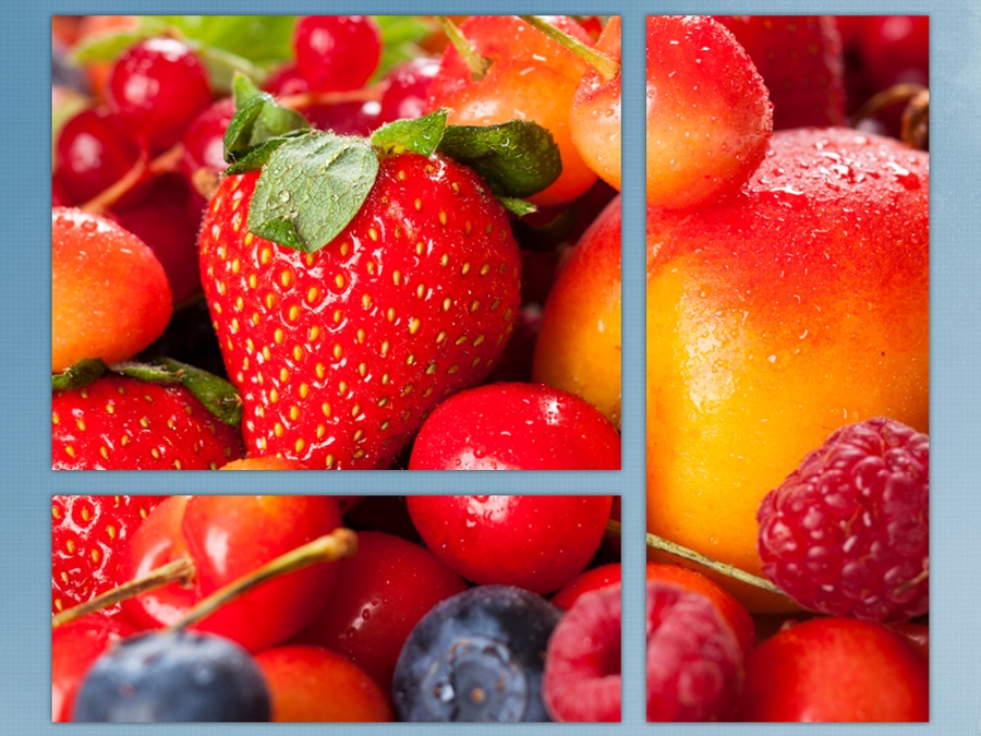 Яркие сочные фрукты и ягоды полный размер