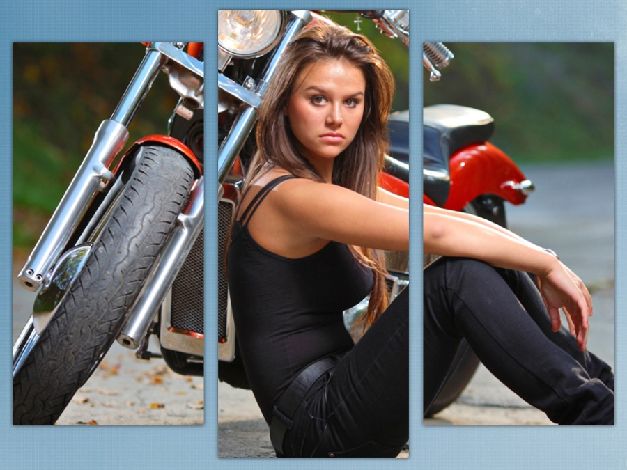 Девушка с мотоциклом полный размер